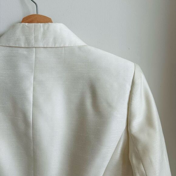 Vintage Suit Studio Cream Satin Blazer Beaded – Size 8P – Elegant Formalwear - Picture 7 of 9